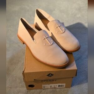 NWB Sperry women's seaport levy amchor loafer lounge shoe ivory suede sz 9.5
